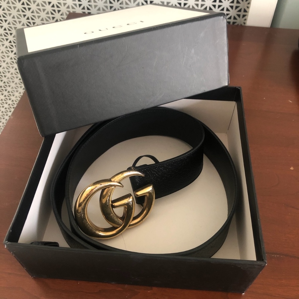 Gucci Black leather belt with Double G buckle